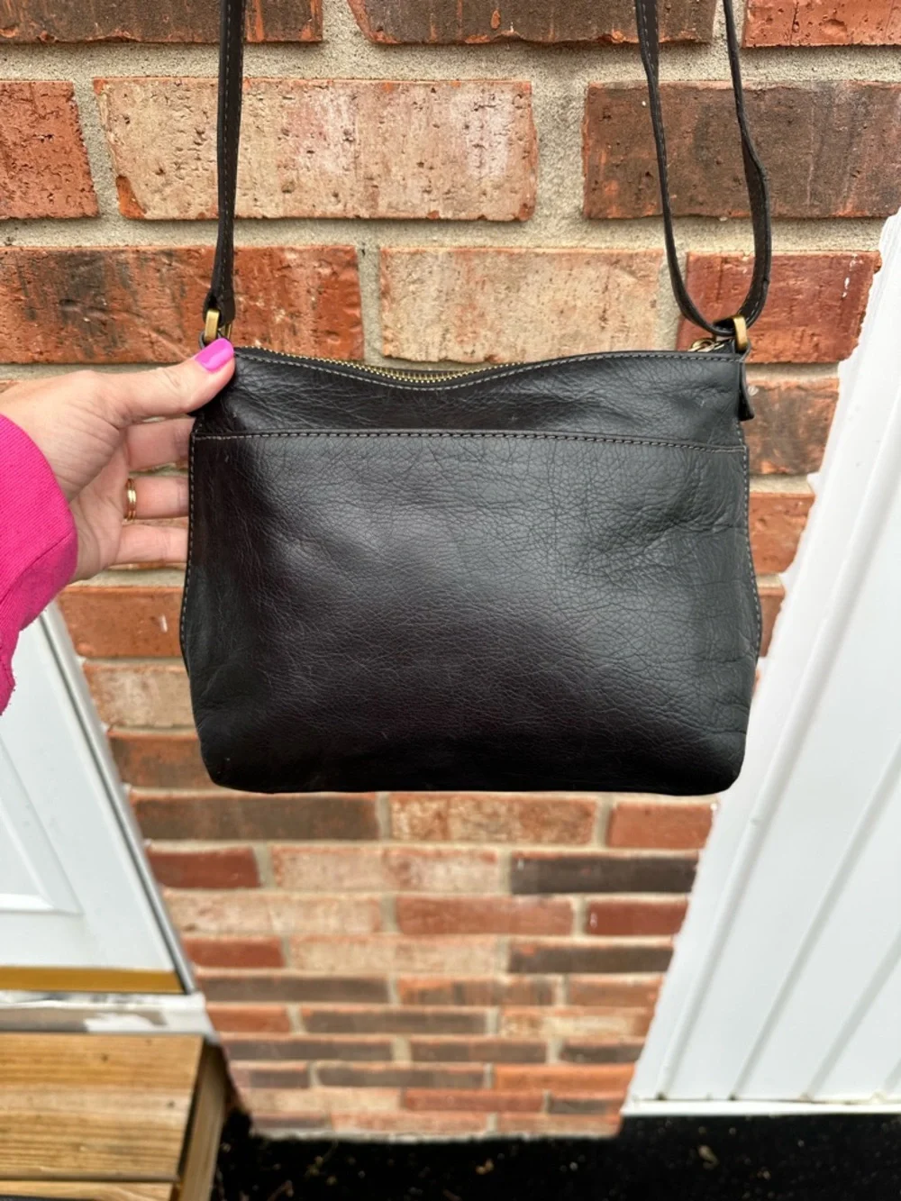 Fossil Vickery Crossbody Black Leather Bag Adjustable Straps Zipper #ZB6465 0215 - Picture 3 of 12